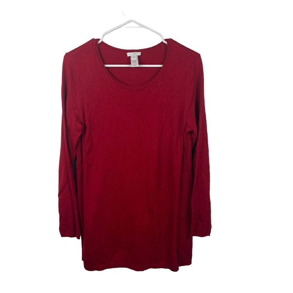 J. Jill Red‎ Knit Sweater Tunic Dress Size S Cotton Viscose/Rayon Nylon